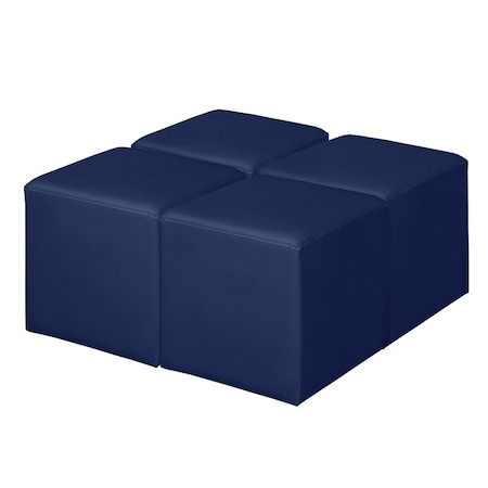 Regency Jean Square Vinyl Ottoman (Set of 4)- Naval Blue N6263NB4PK
